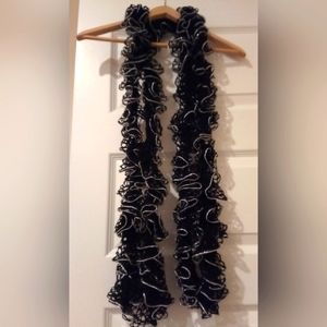 NEW Set of 2 Winter scarfs black & pink crochet/chenille NWOT